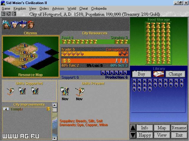 Изображение игры: Sid Meier's Civilization 2