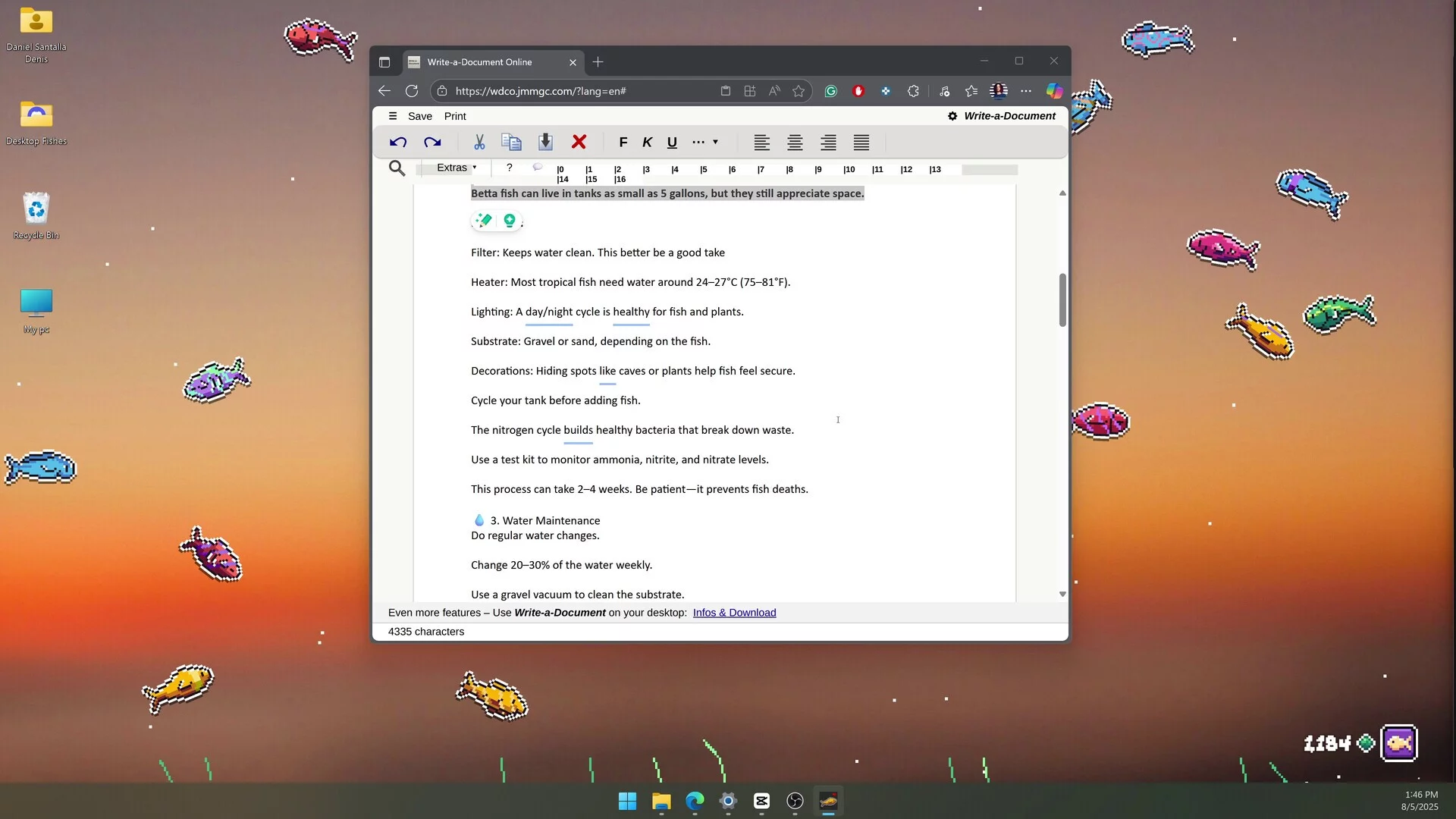 Изображение игры: Desktop Fishes