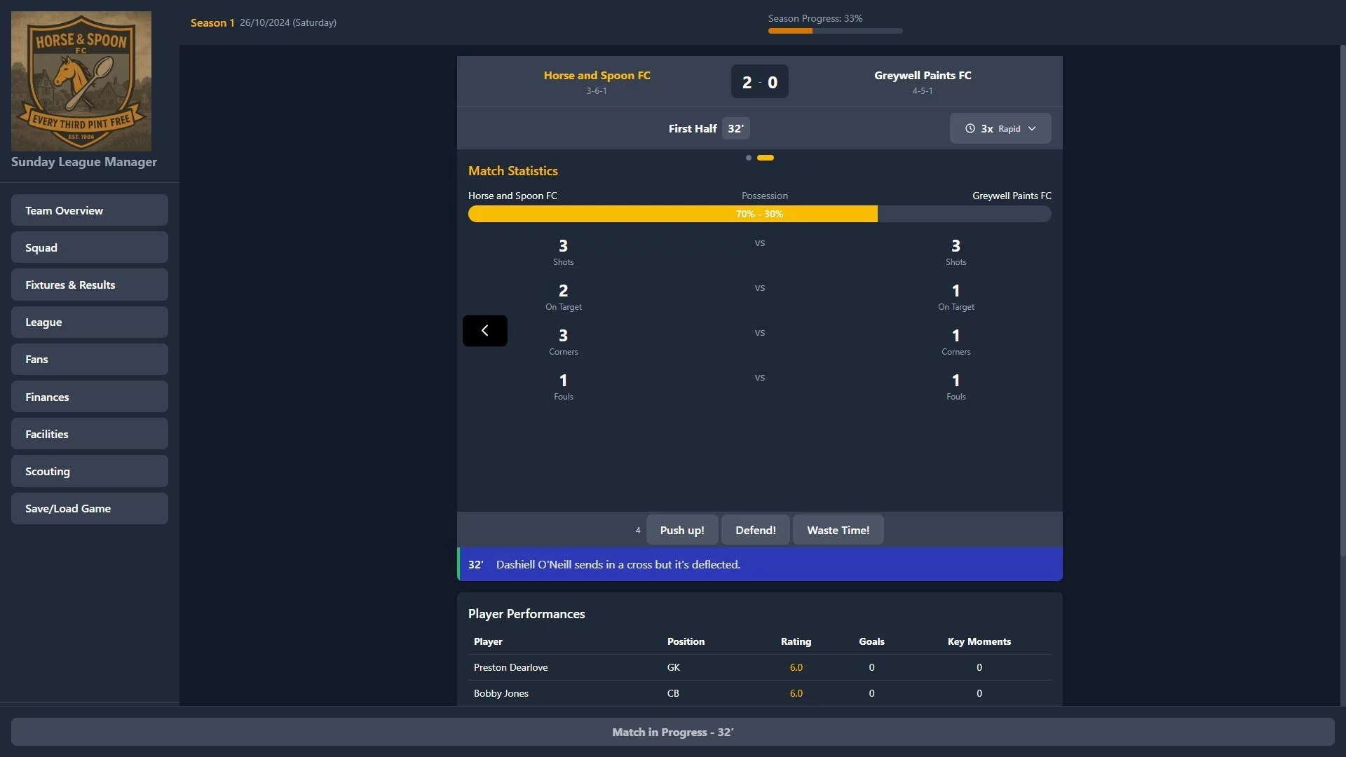 Изображение игры: Sunday League Manager: Horse & Spoon