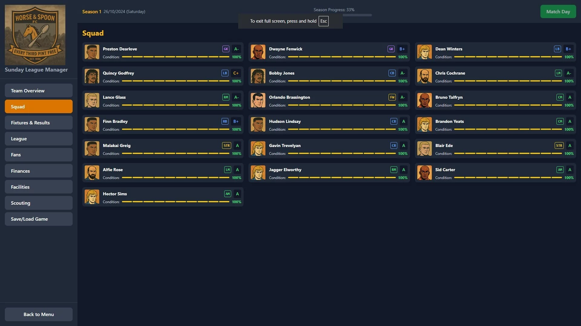Изображение игры: Sunday League Manager: Horse & Spoon