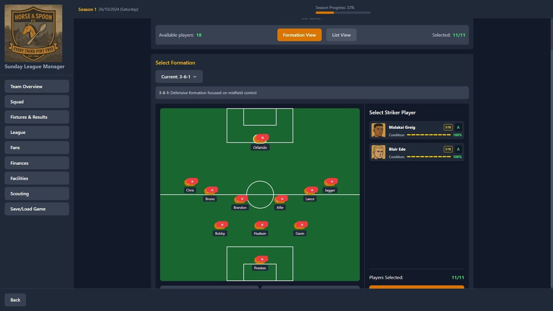 Изображение игры: Sunday League Manager: Horse & Spoon