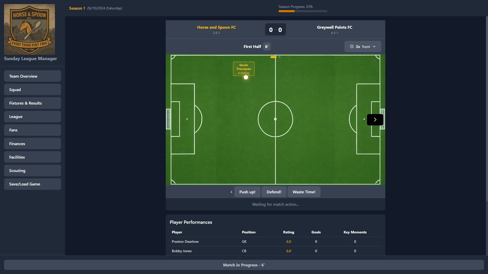 Изображение игры: Sunday League Manager: Horse & Spoon
