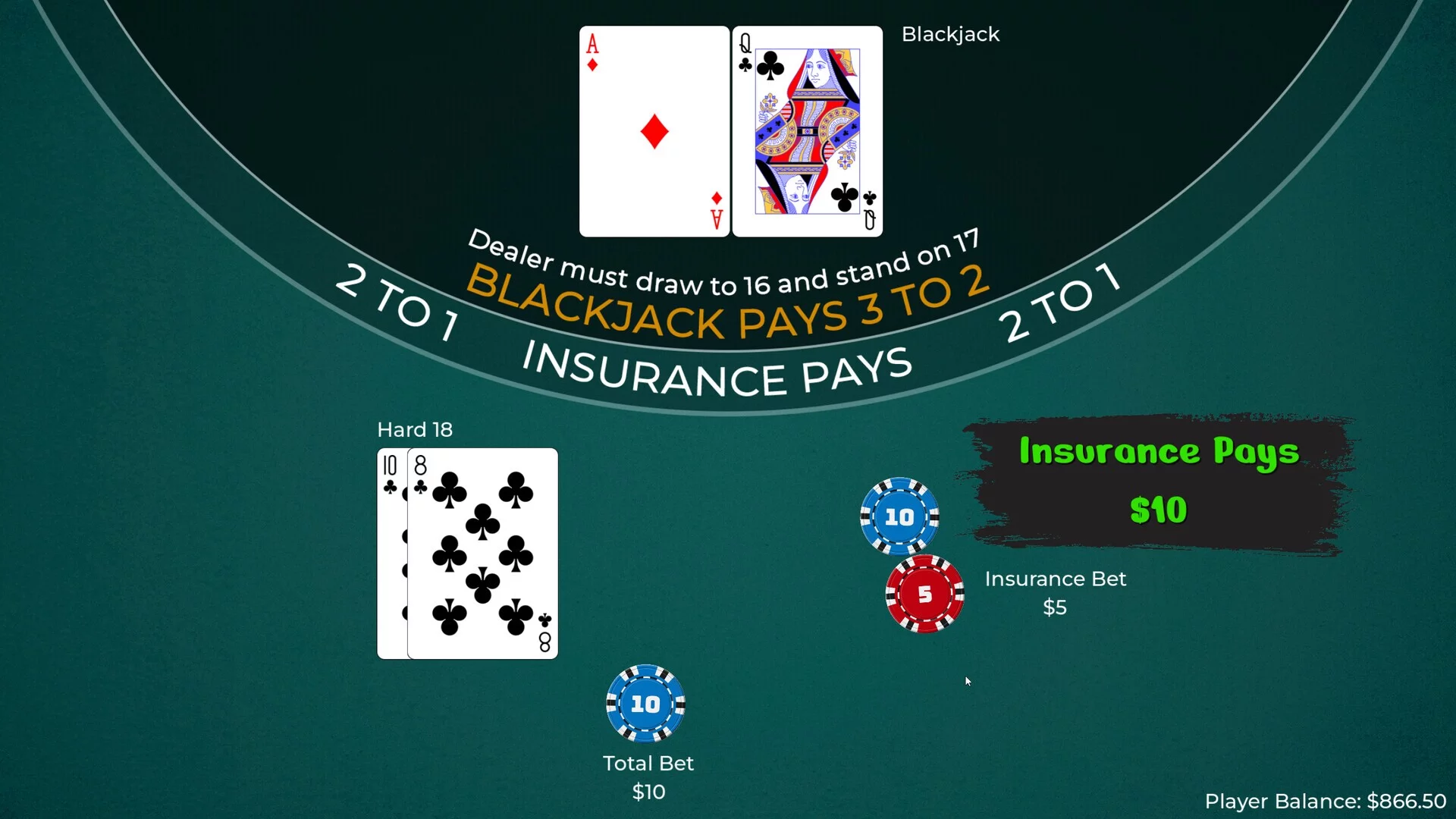 Изображение игры: Player vs. Dealer Blackjack