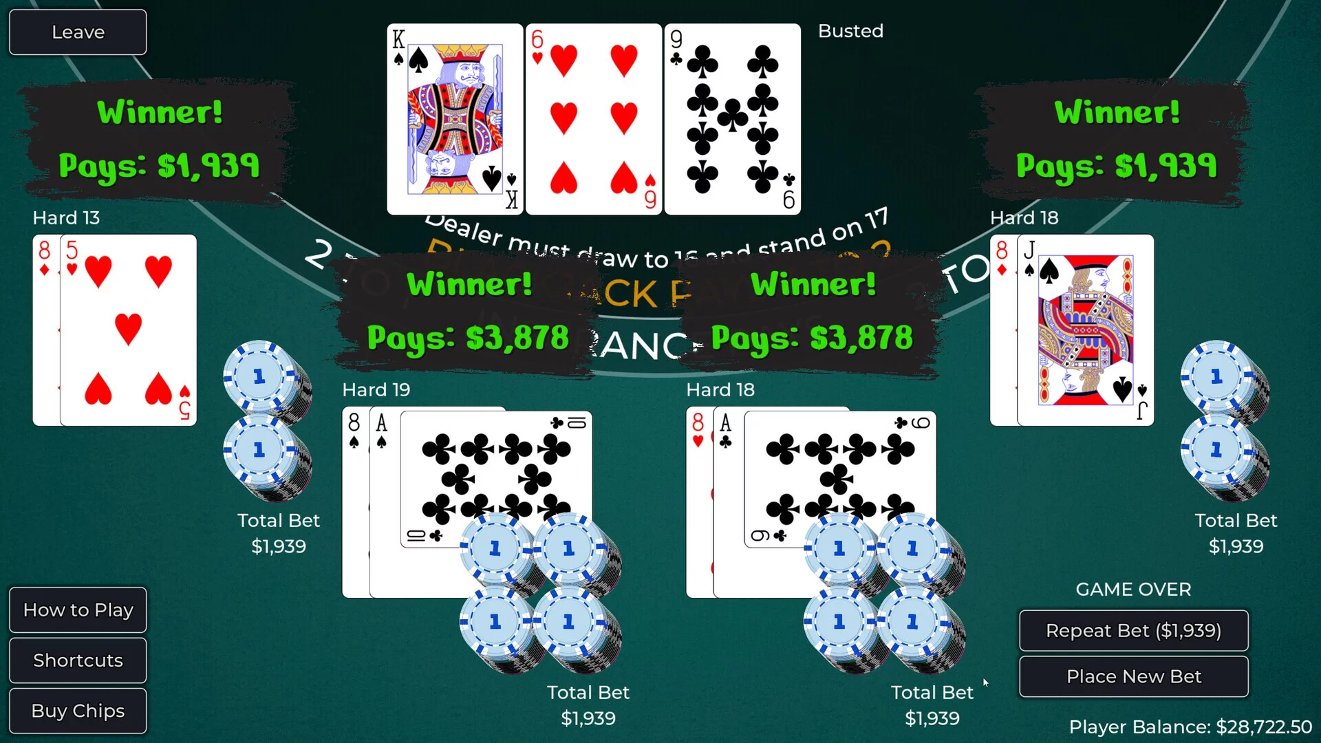 Изображение игры: Player vs. Dealer Blackjack