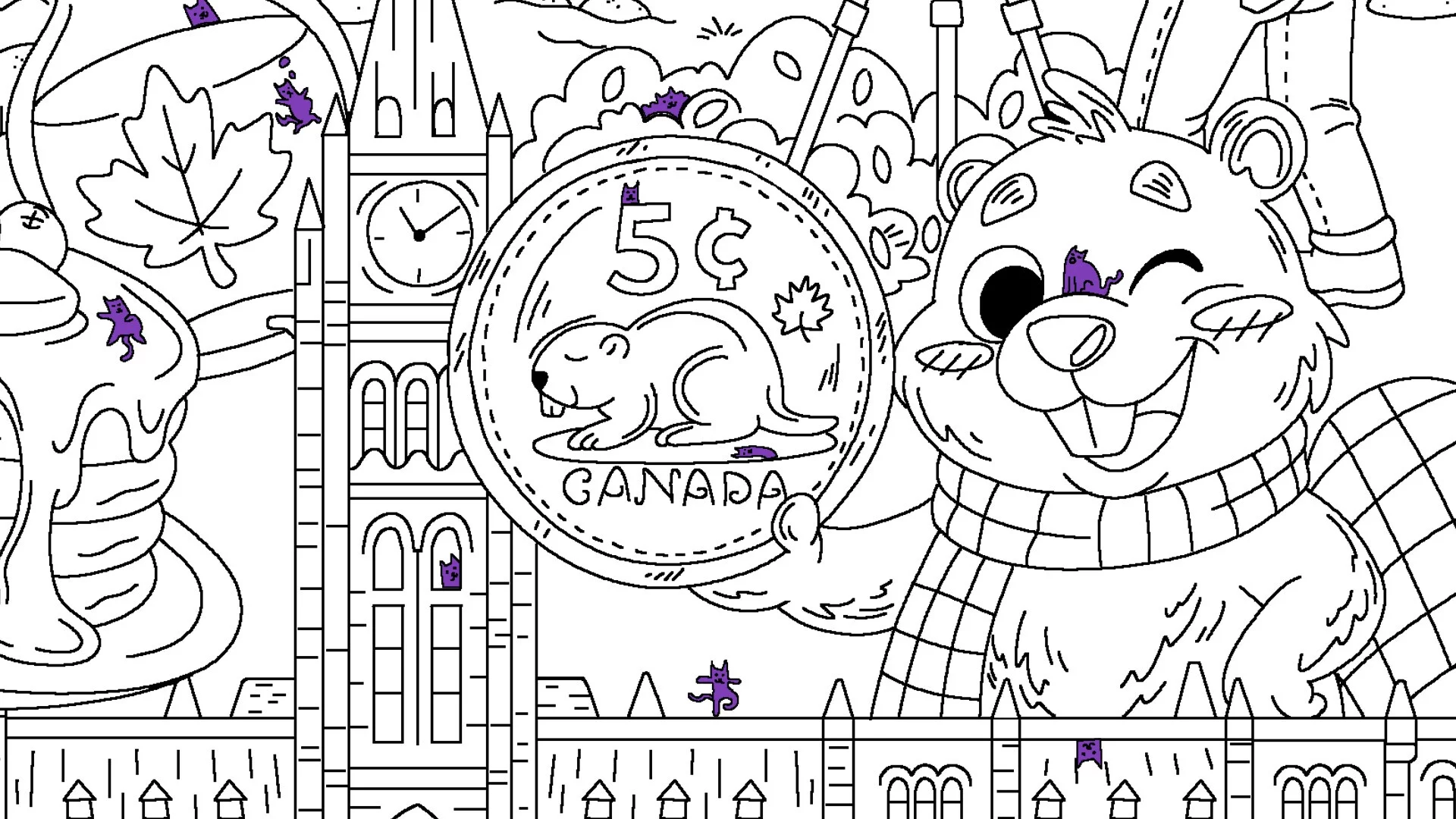 Изображение игры: 100 Cats Lost In Canada Find & Color