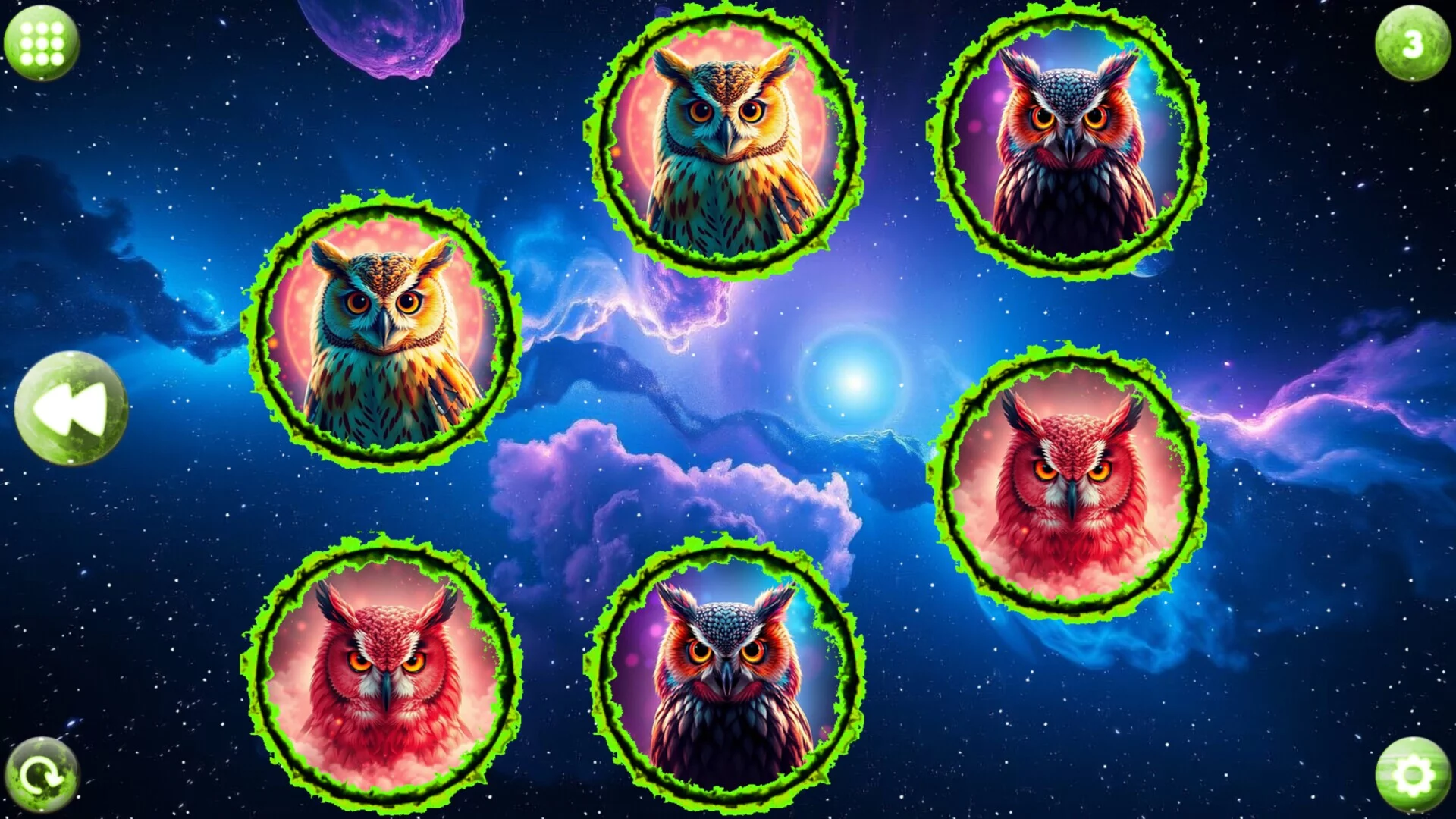 Изображение игры: Space Memory: Owls