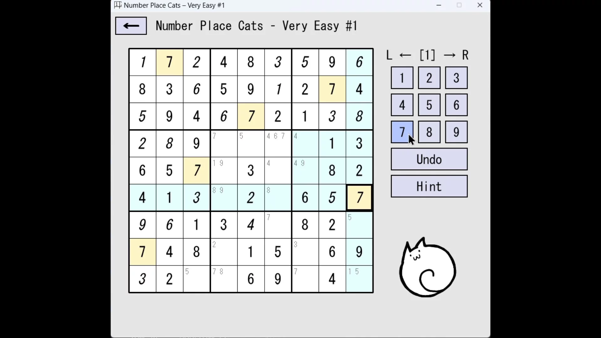 Изображение игры: Number Place Cats
