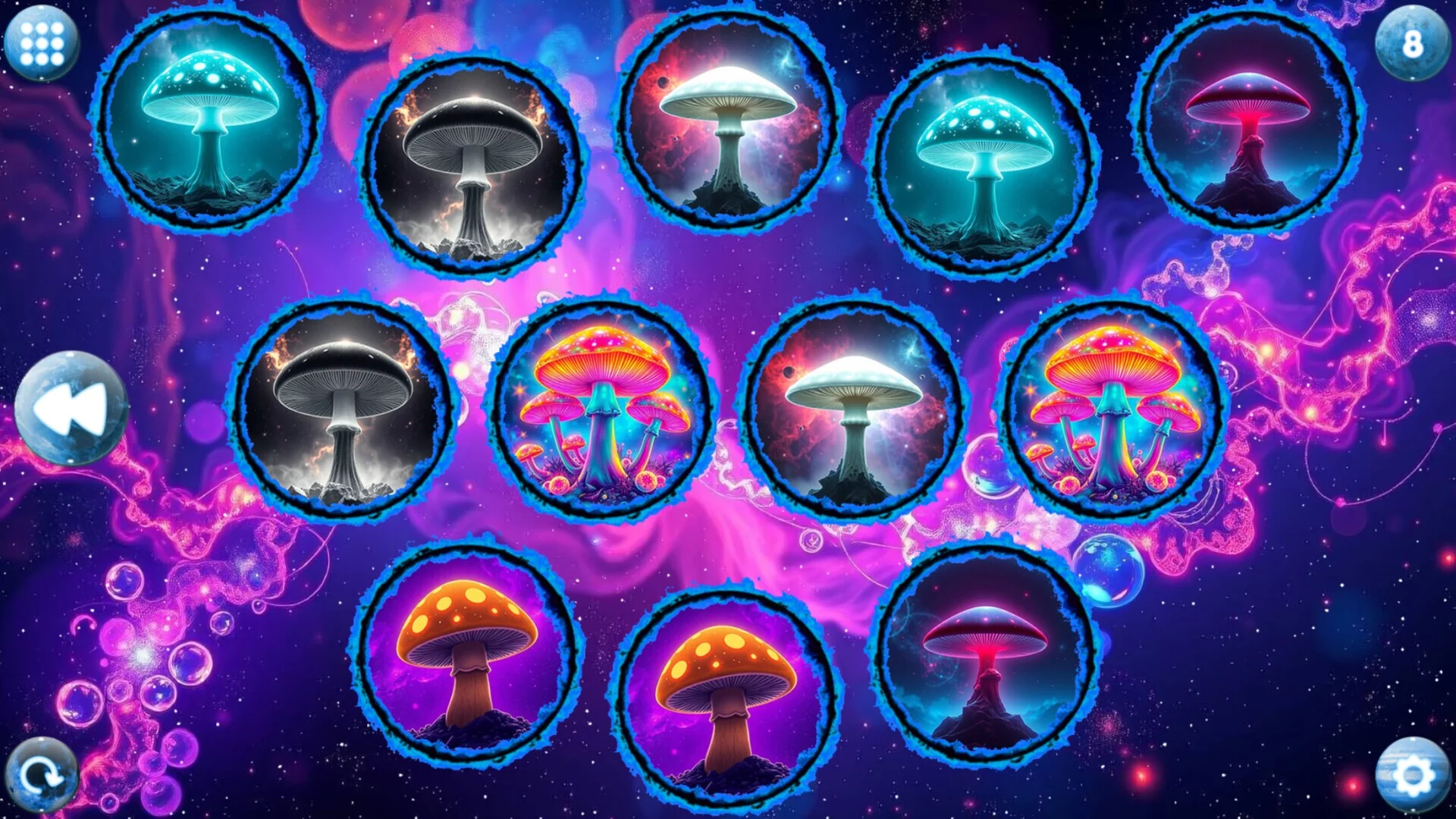 Изображение игры: Space Memory: Mushrooms