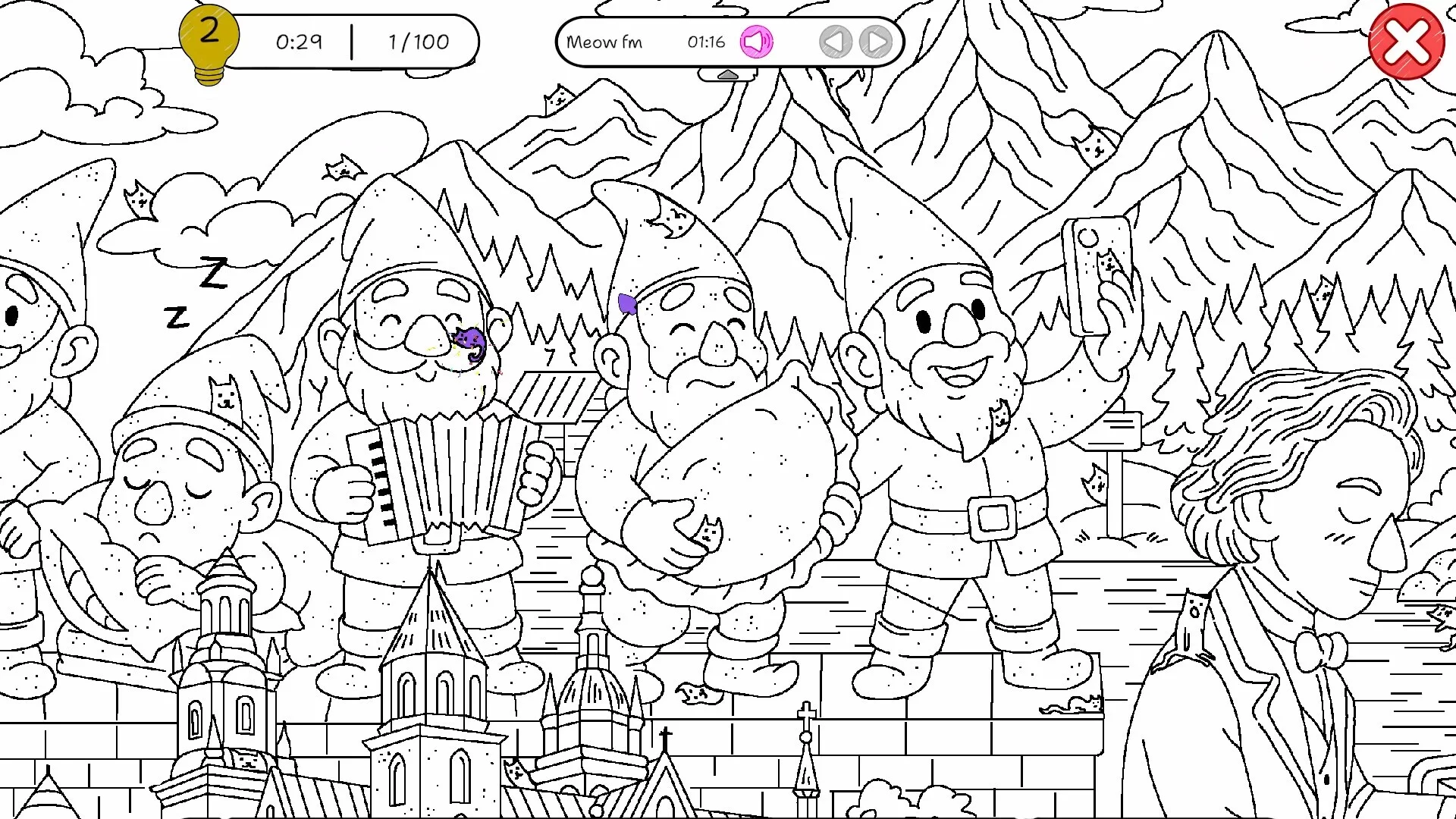 Изображение игры: 100 Cats Lost In Poland Find & Color