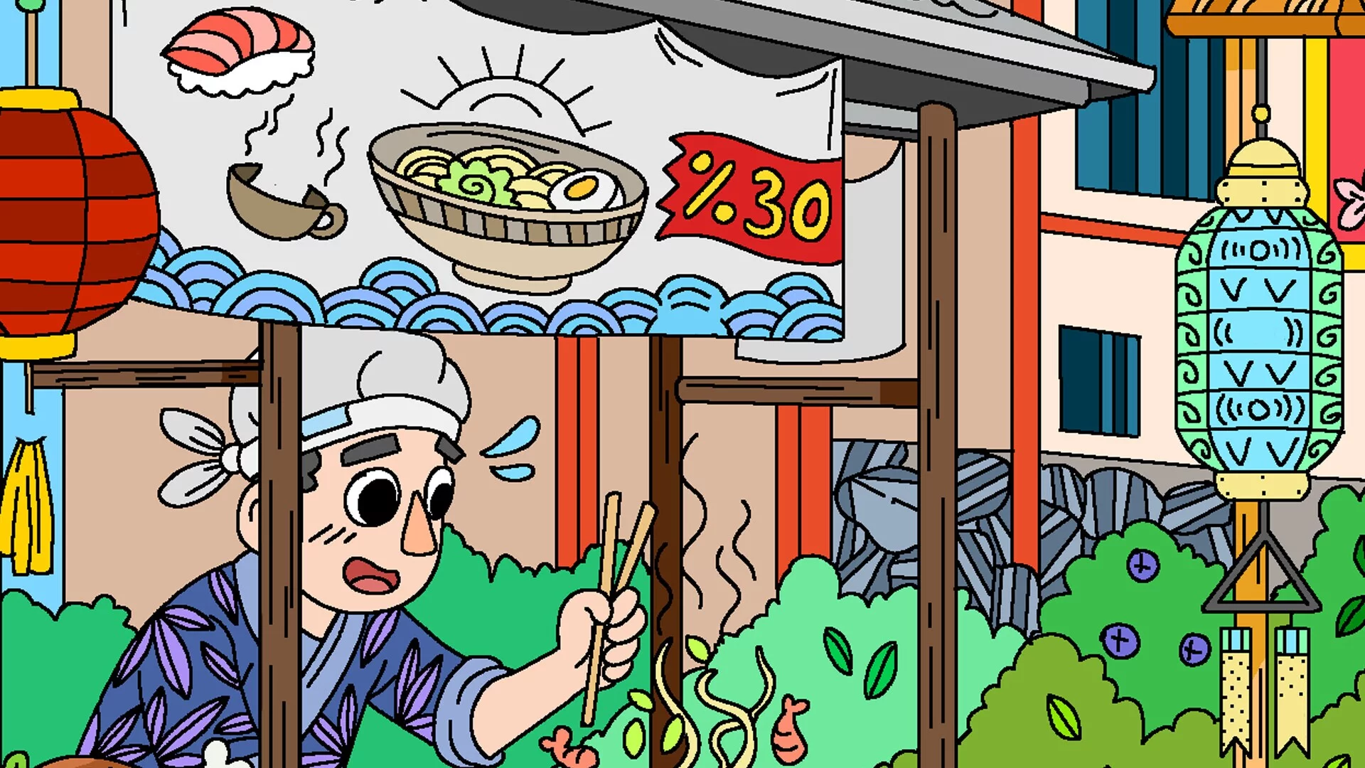Изображение игры: 100 Cats Lost In Japan Find & Color