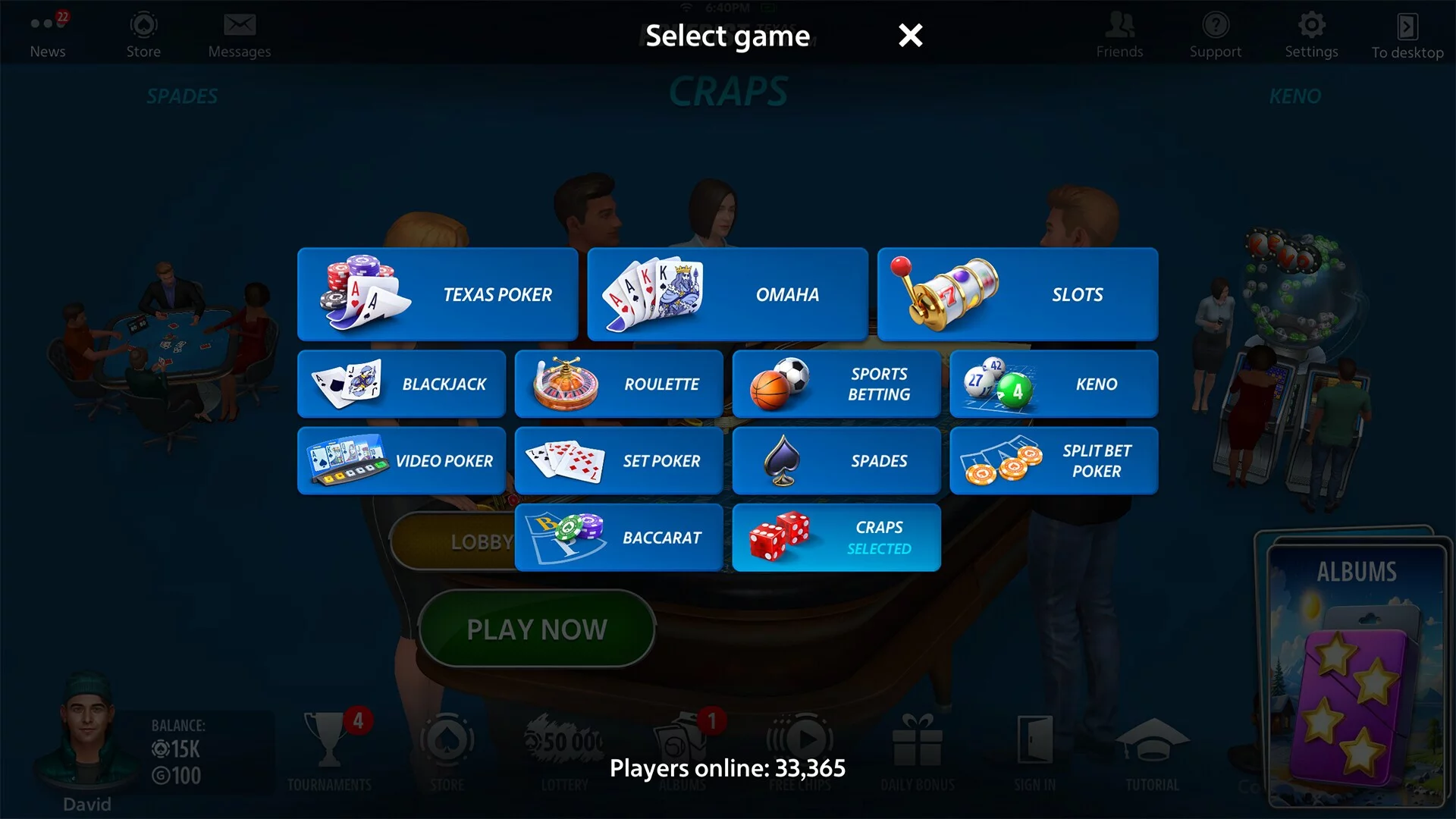 Изображение игры: Vegas Craps by Pokerist