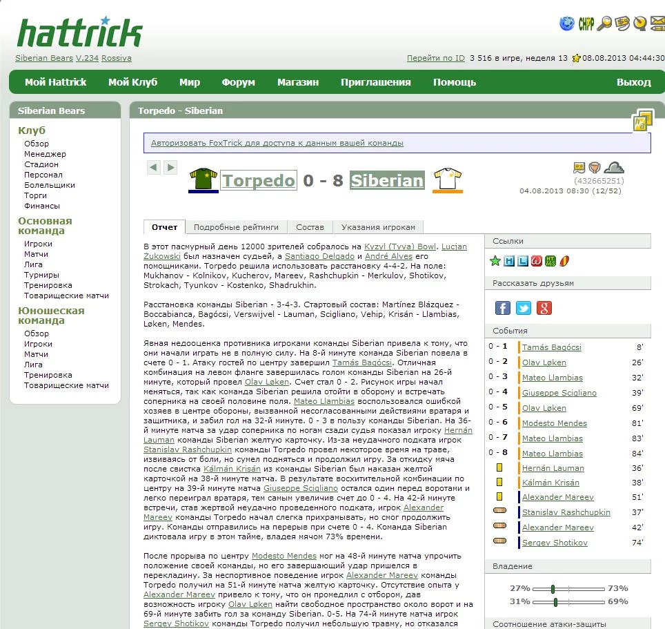 Изображение игры: Hattrick