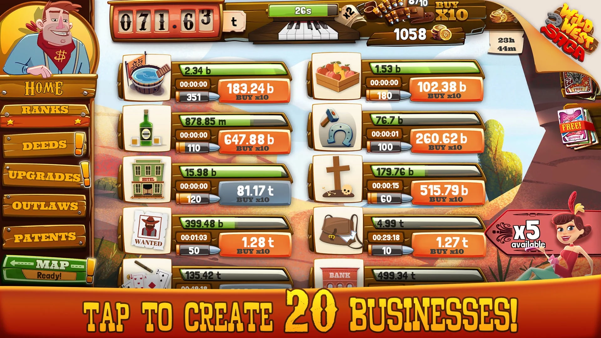 Изображение игры: Wild West Saga: Idle Tycoon