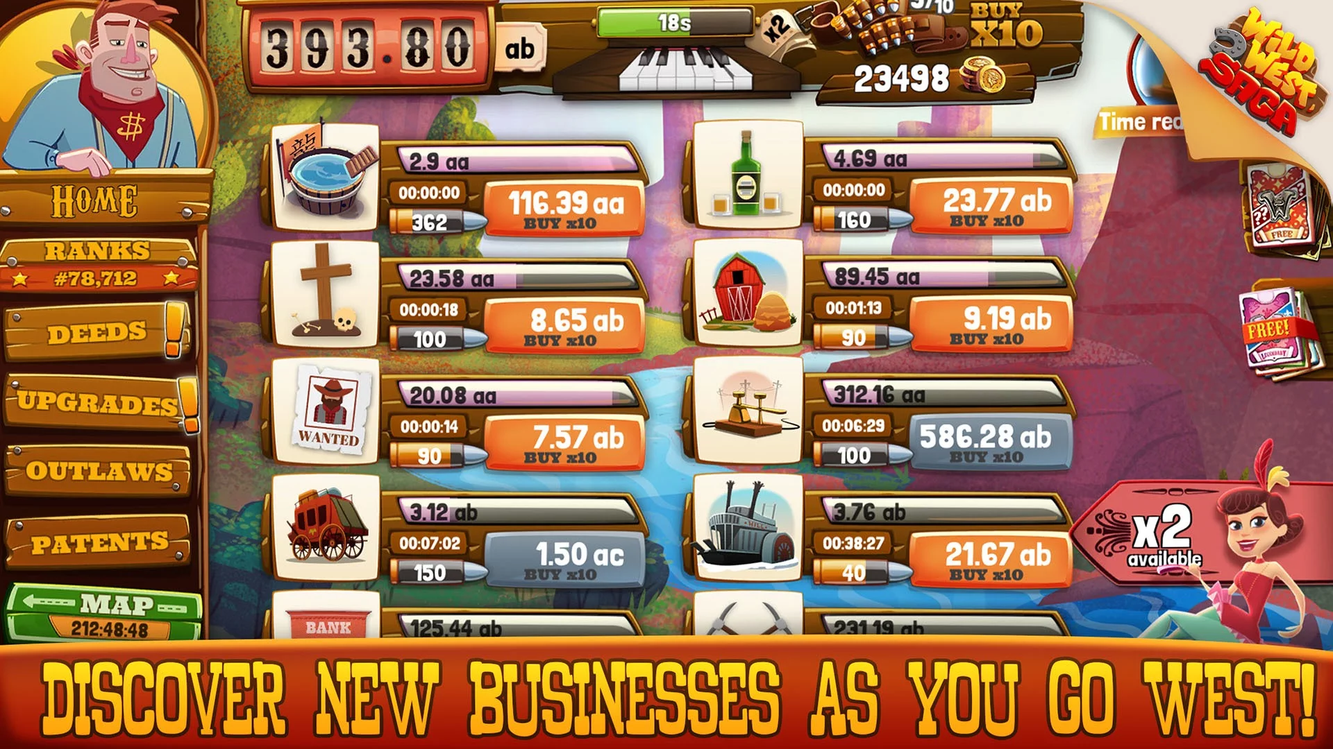 Изображение игры: Wild West Saga: Idle Tycoon
