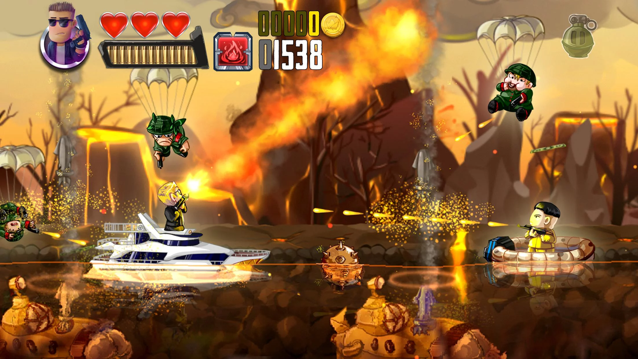 Изображение игры: Ramboat - Jumping Shooter Game