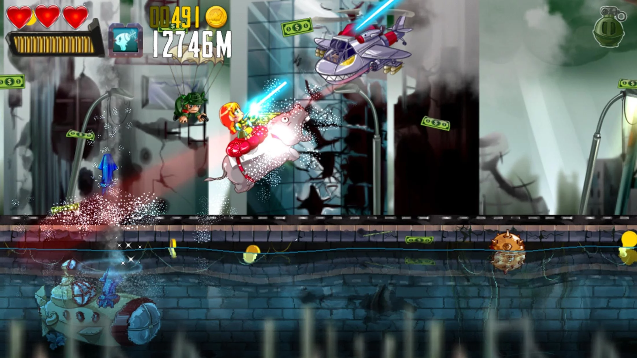 Изображение игры: Ramboat - Jumping Shooter Game