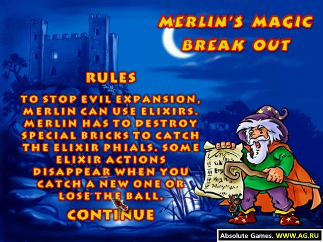 Изображение игры: Merlin's Magic Break Out