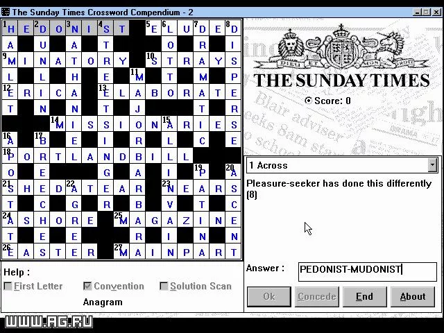 Изображение игры: The Sunday Times Crossword Compendium