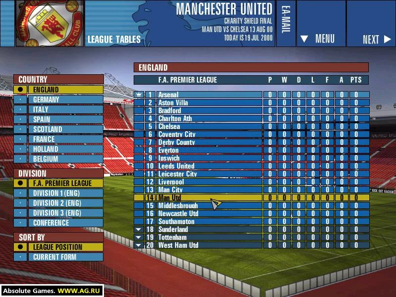 Изображение игры: FA Premier League Football Manager 2001
