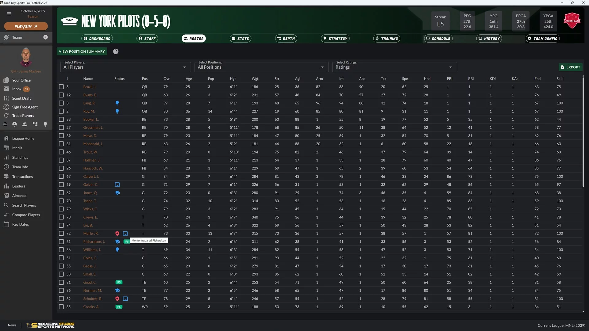 Изображение игры: Draft Day Sports: Pro Football 2025