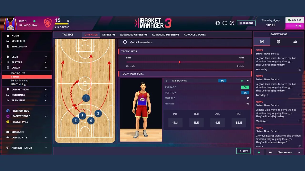 Изображение игры: iBasket Manager 3 - Online Basketball Manager