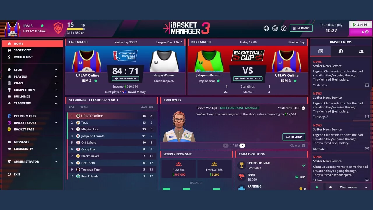 Изображение игры: iBasket Manager 3 - Online Basketball Manager