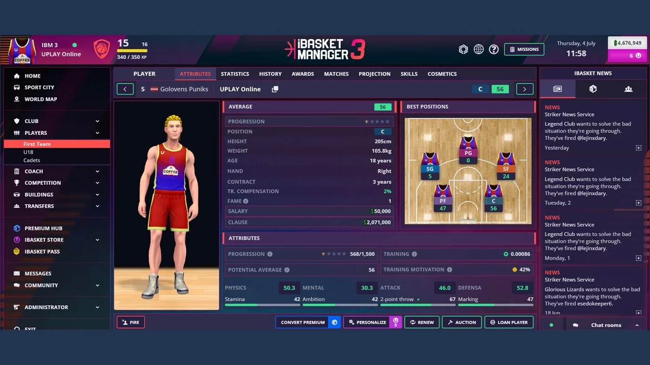 Изображение игры: iBasket Manager 3 - Online Basketball Manager