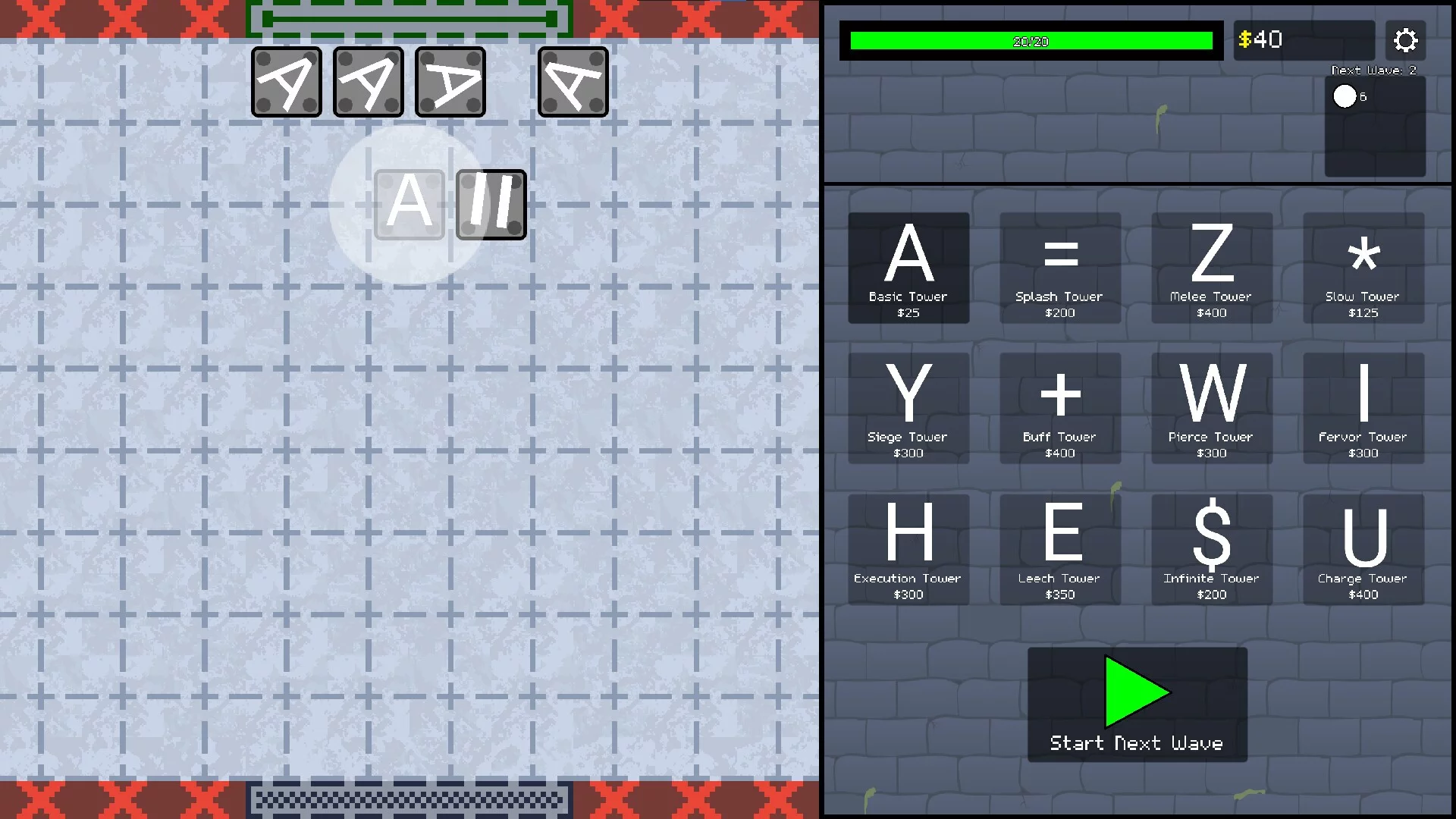 Изображение игры: ASCII Tower Defense
