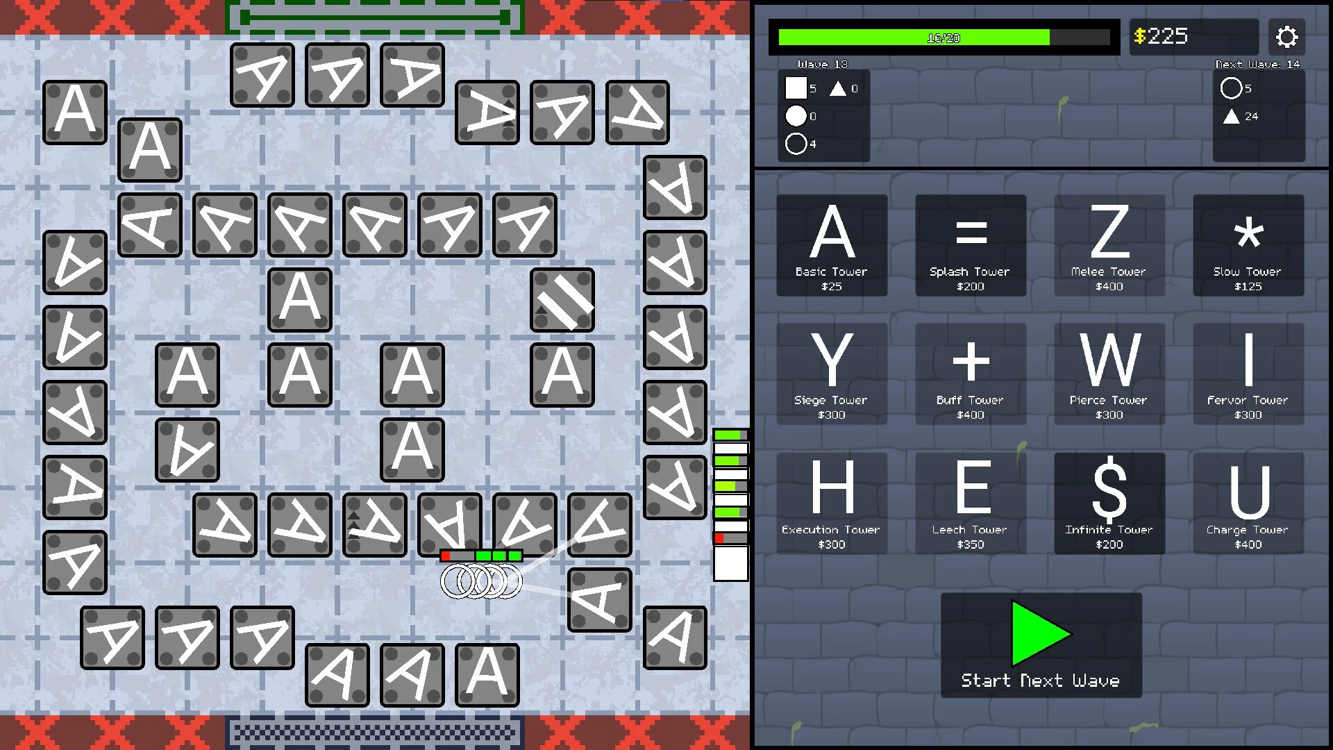 Изображение игры: ASCII Tower Defense