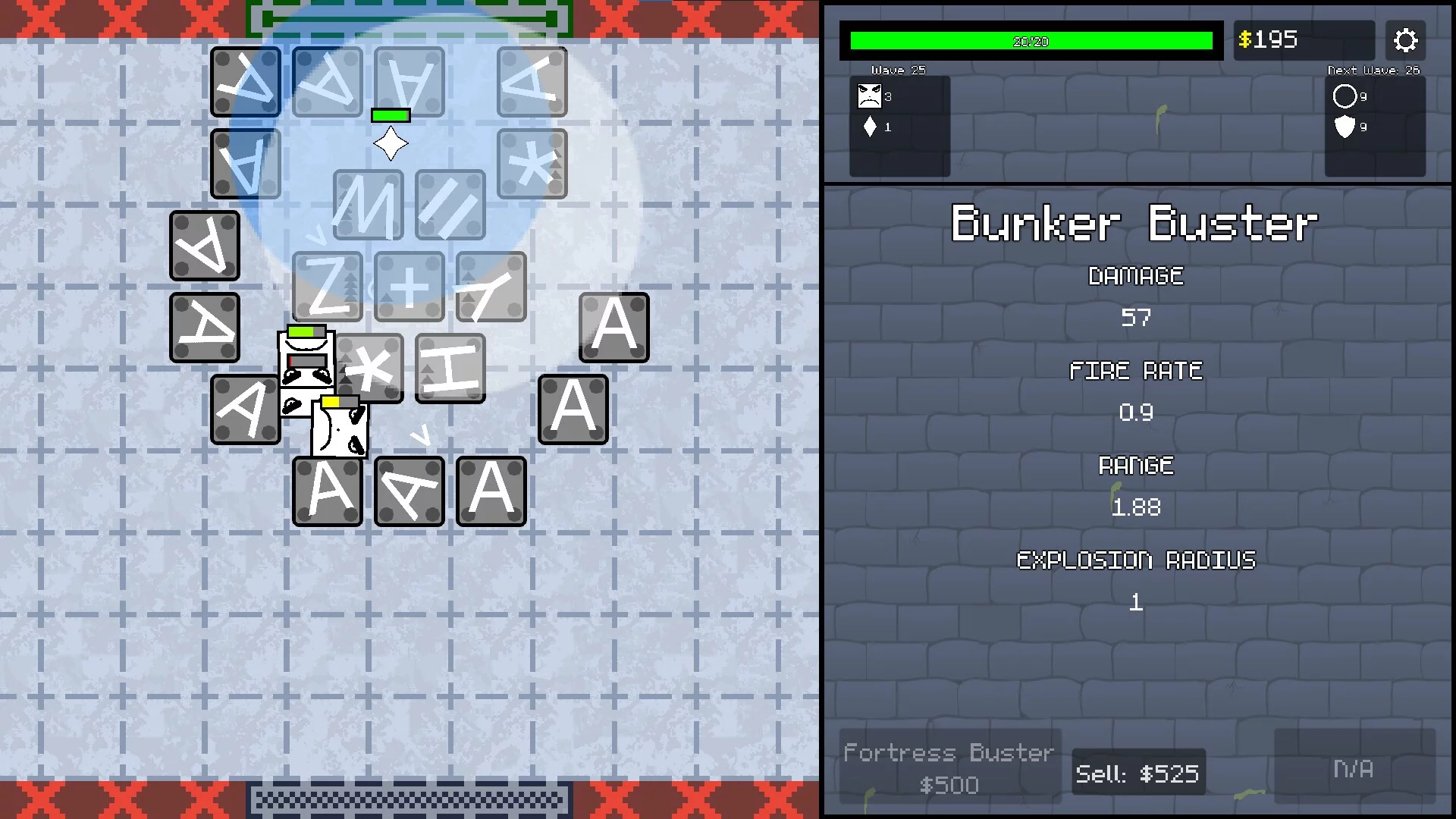 Изображение игры: ASCII Tower Defense
