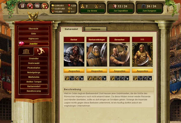 Изображение игры: Gladiatus