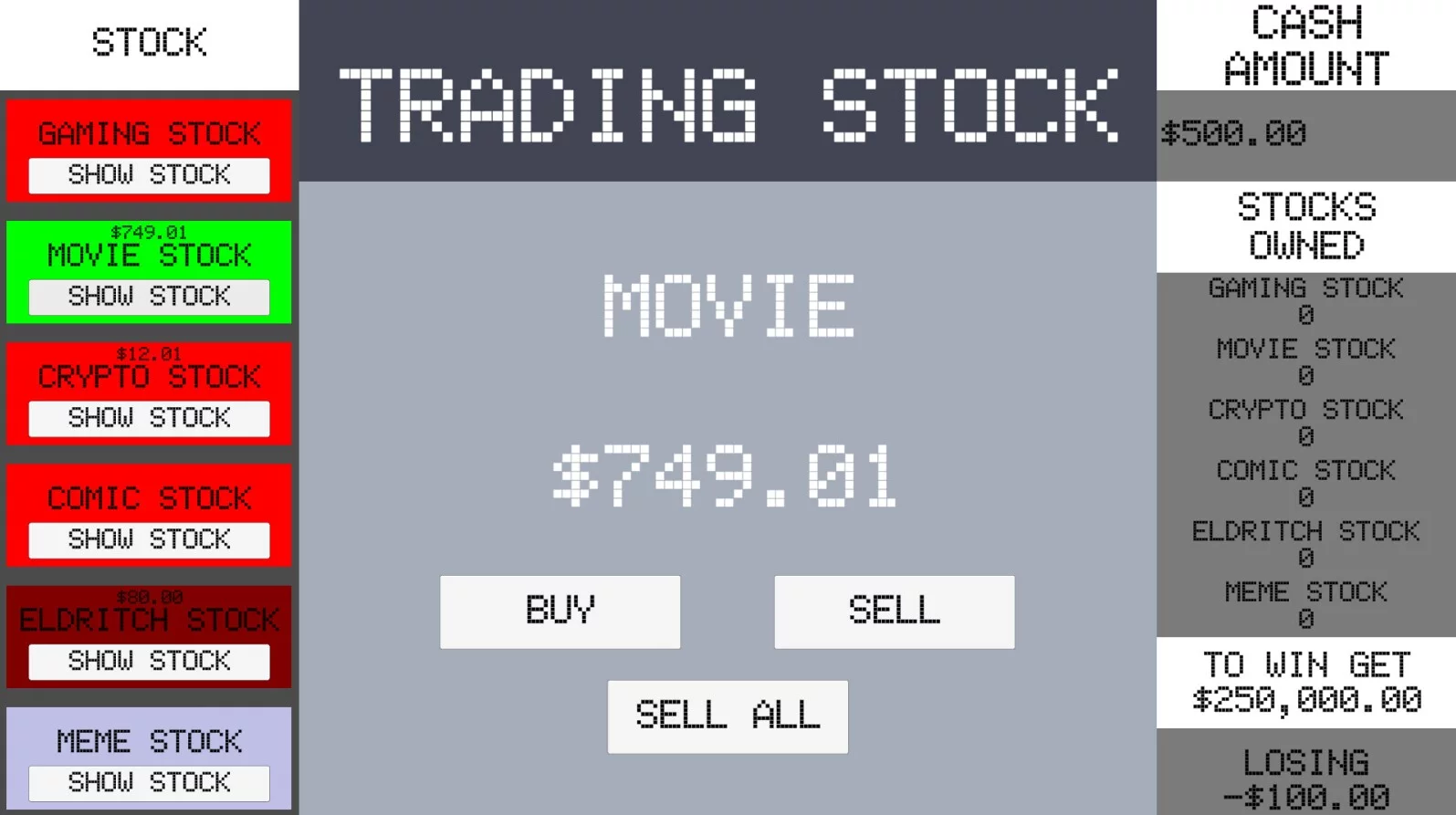 Изображение игры: Simple Stock Trading Simulator