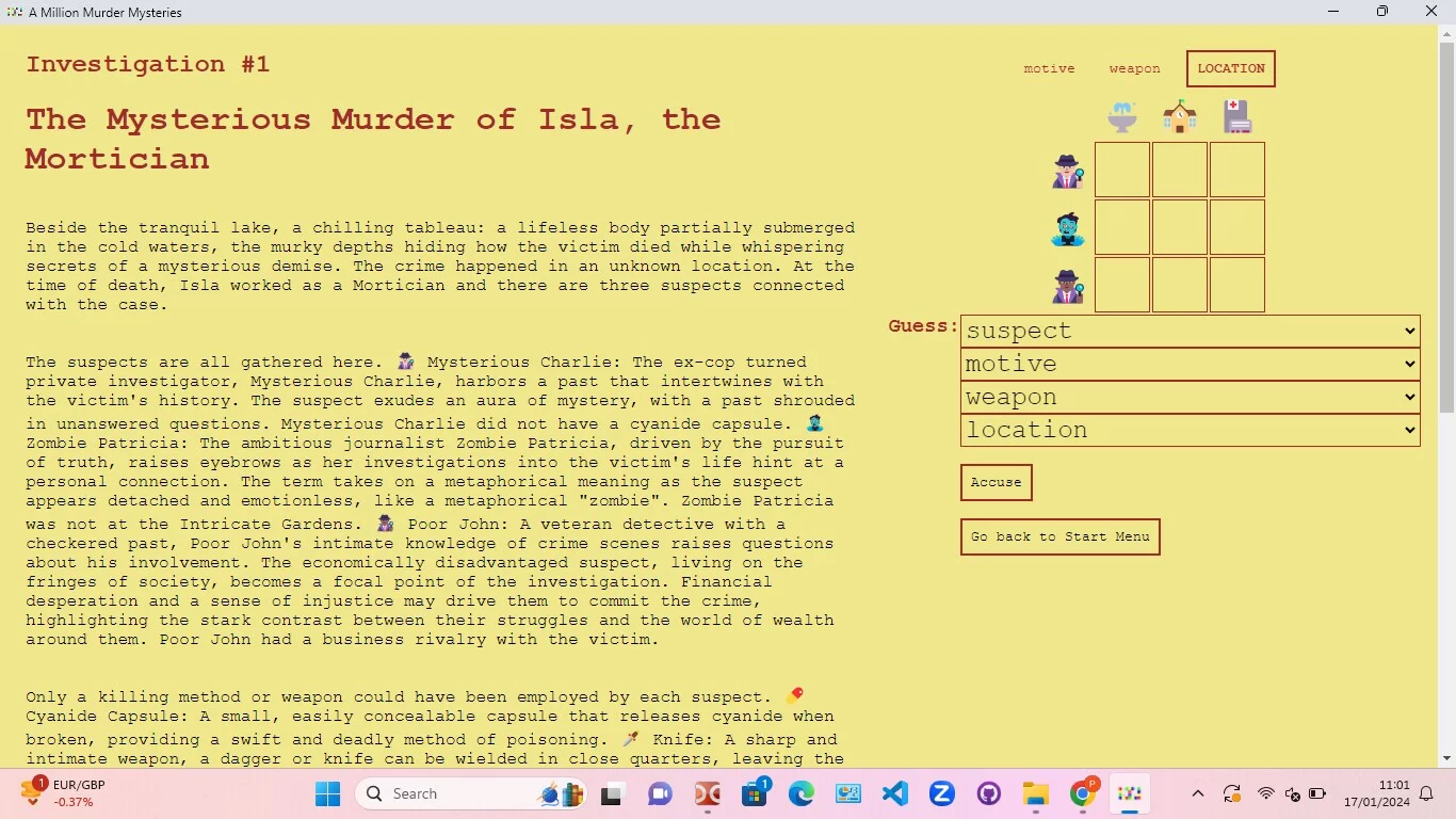 Изображение игры: A Million Murder Mysteries