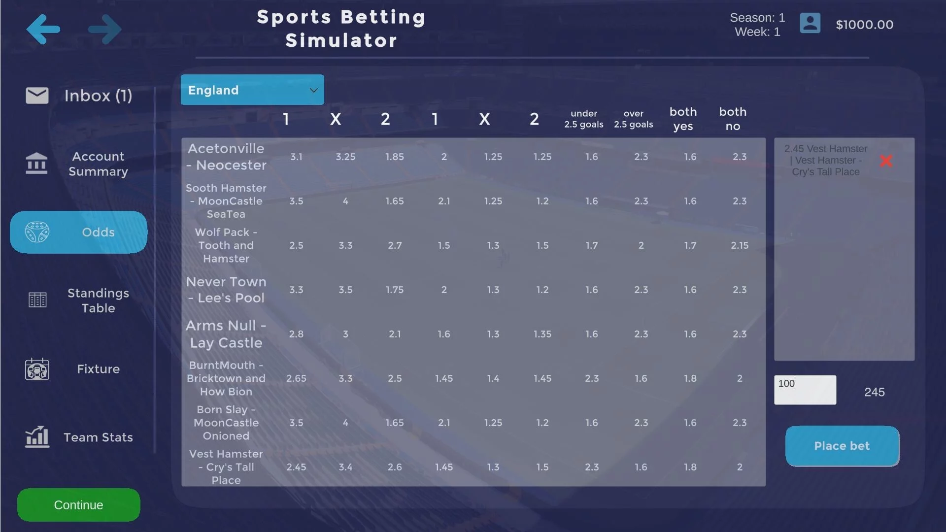 Изображение игры: Sports Betting Simulator
