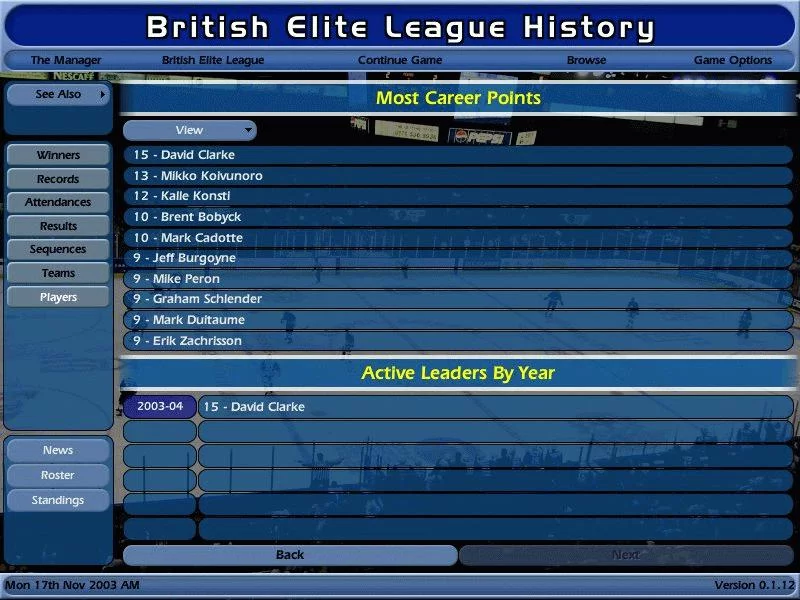 Изображение игры: NHL Eastside Hockey Manager