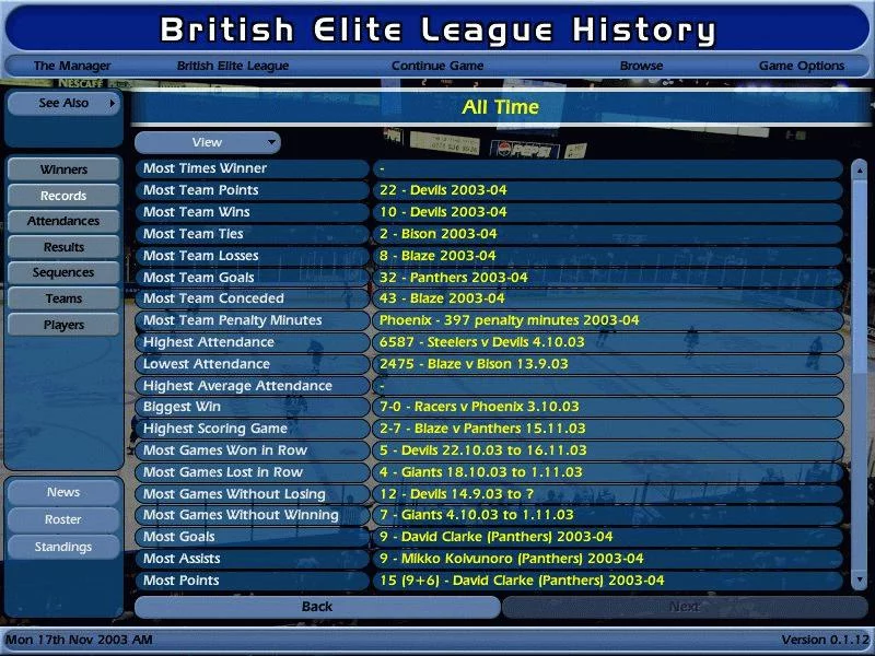 Изображение игры: NHL Eastside Hockey Manager