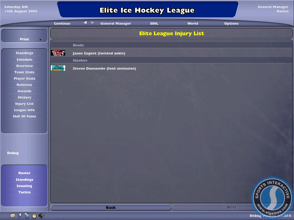 Изображение игры: NHL Eastside Hockey Manager 2005