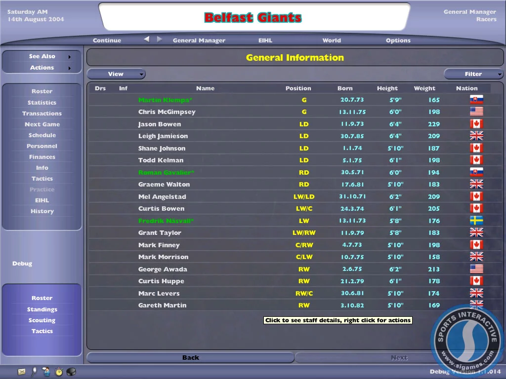 Изображение игры: NHL Eastside Hockey Manager 2005