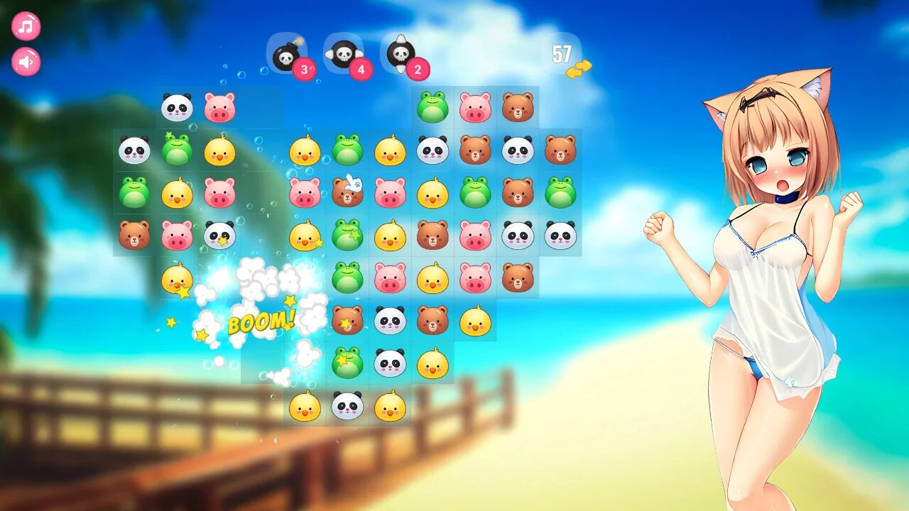 Изображение игры: Neko Hentai Girl: Beach Match-3