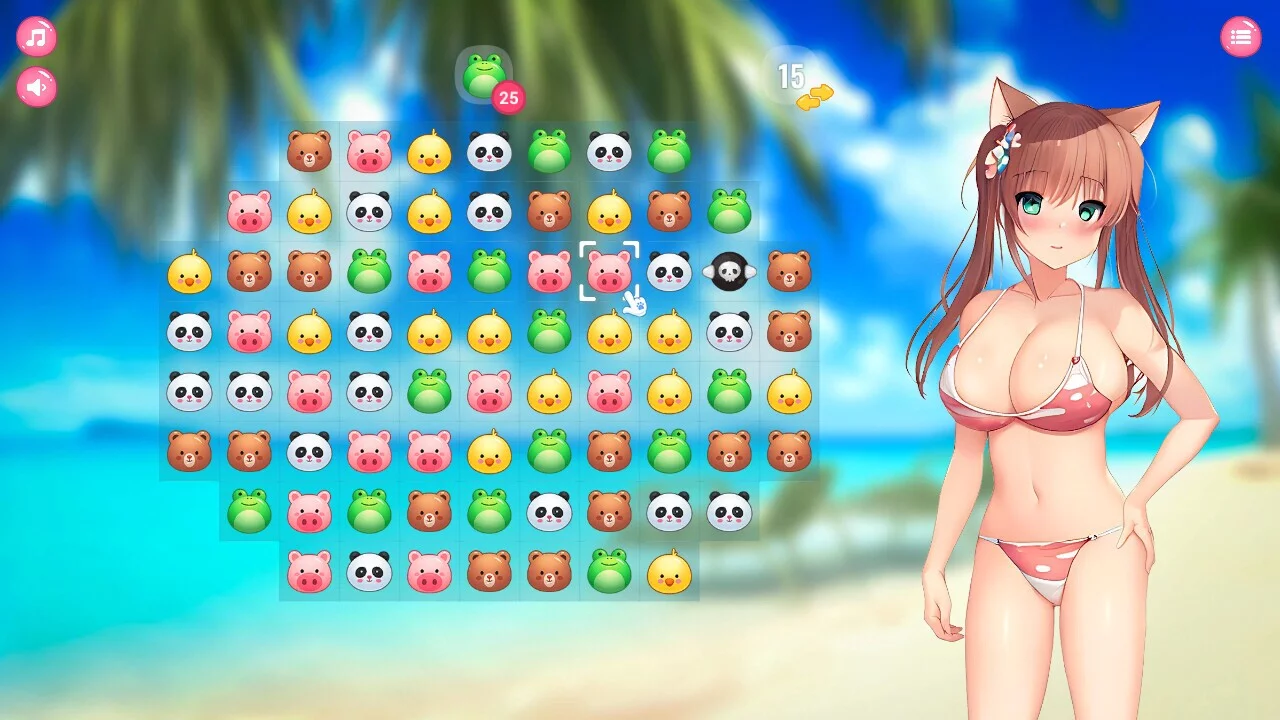 Изображение игры: Neko Hentai Girl: Beach Match-3