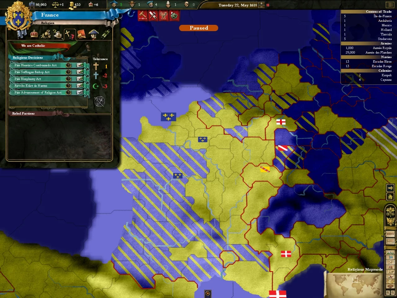 Изображение игры: Europa Universalis III: In Nomine