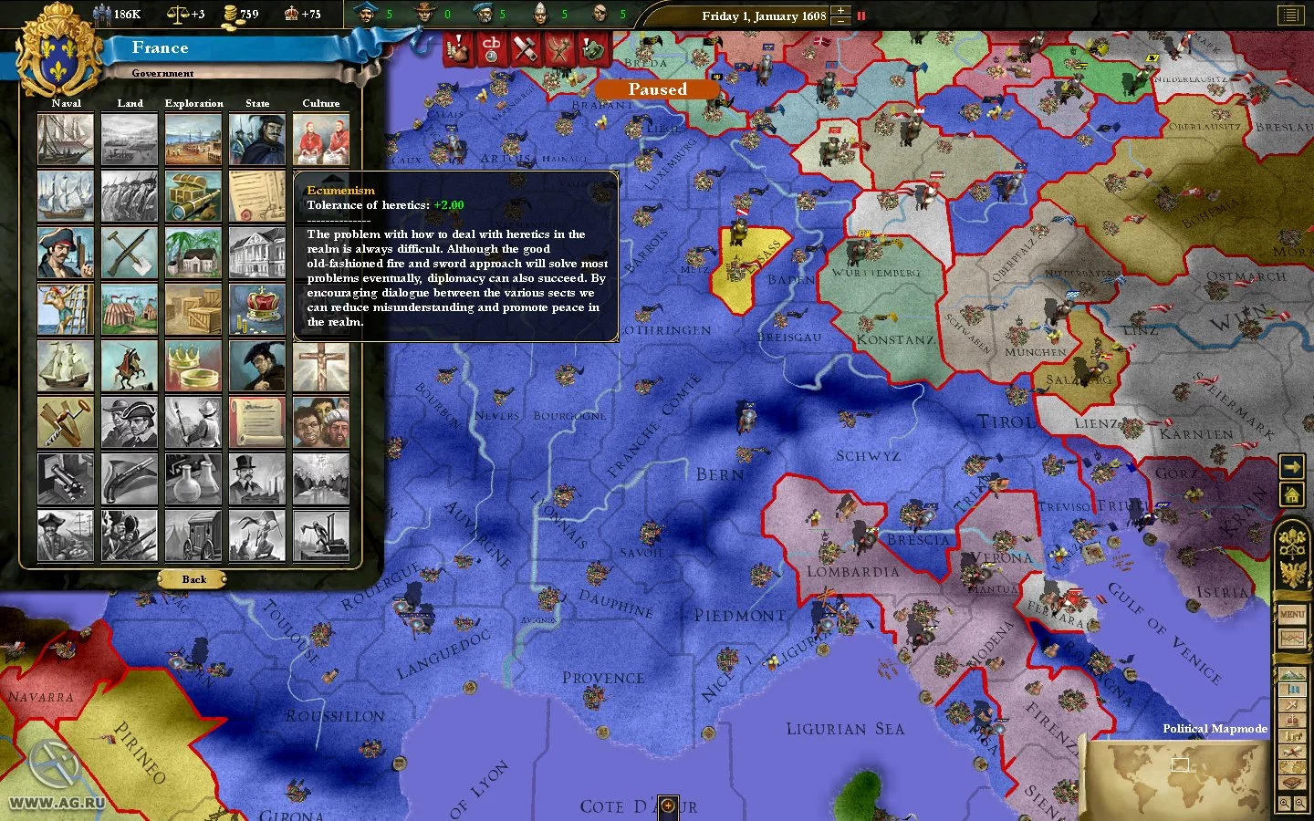 Изображение игры: Europa Universalis III: In Nomine