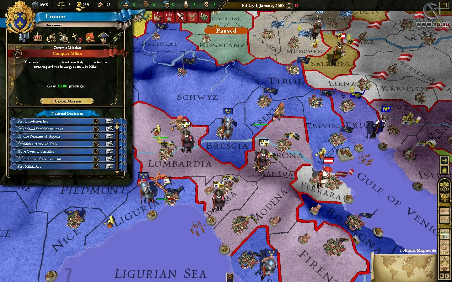 Изображение игры: Europa Universalis III: In Nomine
