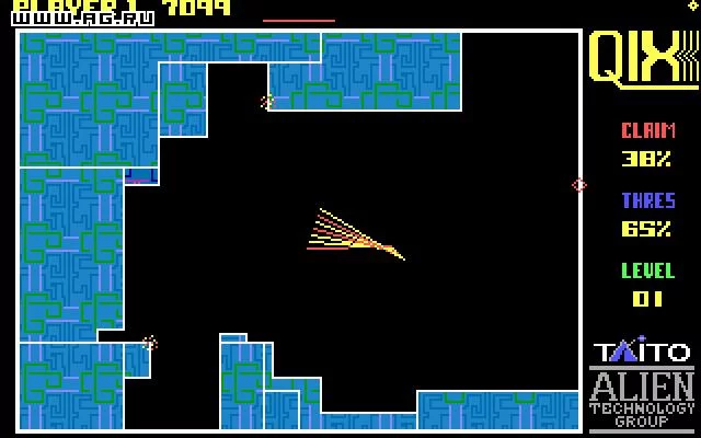 Изображение игры: Qix: The Computer Virus Game