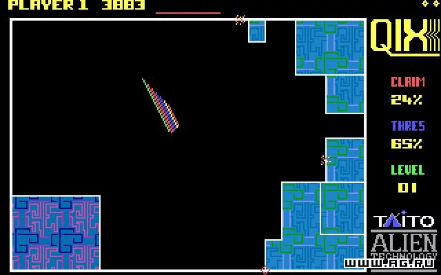 Изображение игры: Qix: The Computer Virus Game