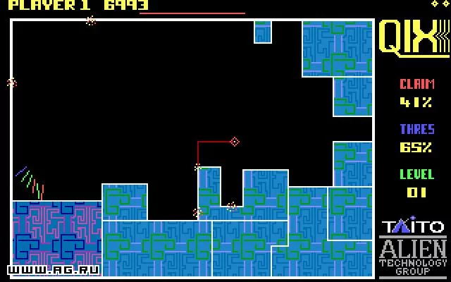 Изображение игры: Qix: The Computer Virus Game