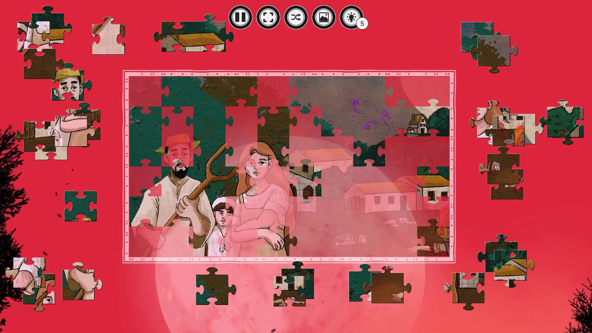 Изображение игры: The Villager and the Werewolf - A jigsaw puzzle tale