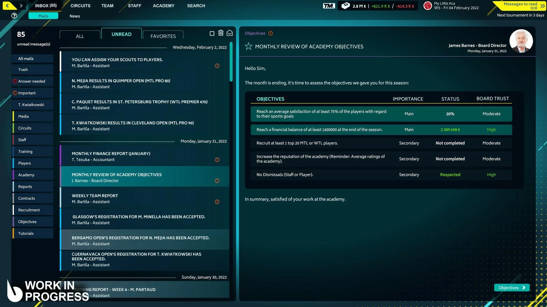 Изображение игры: Tennis Manager 2022