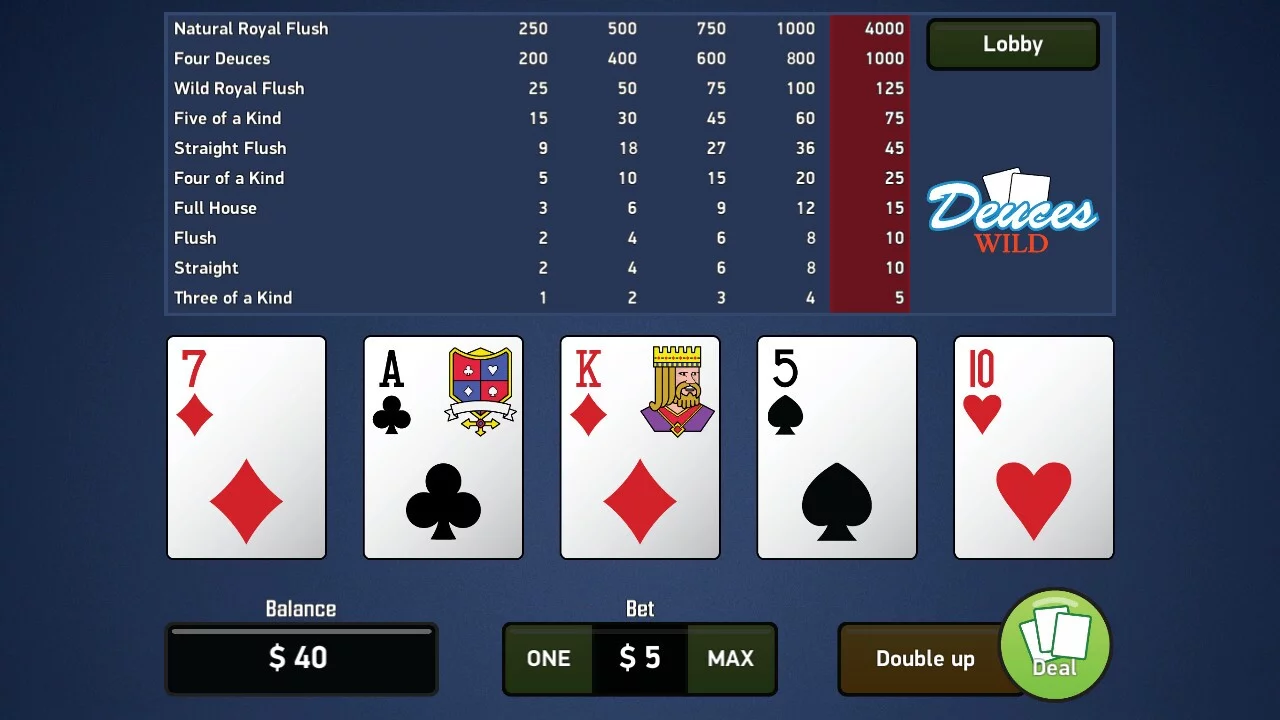 Изображение игры: Deuces Wild - Video Poker