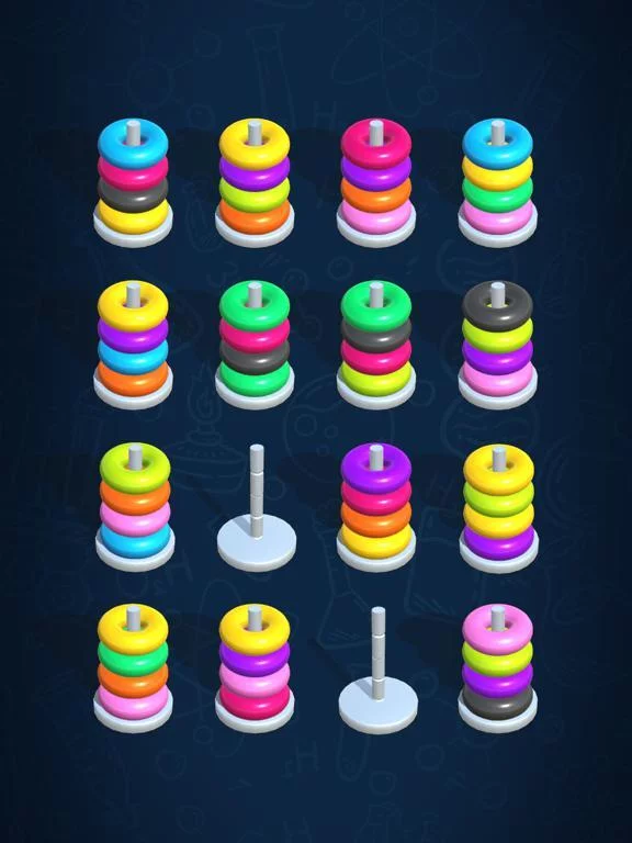 Изображение игры: Hoop Stack Color: Sort Puzzle